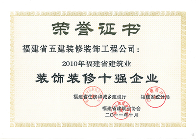 先進獲獎- 福建省五建裝修裝飾工程公司